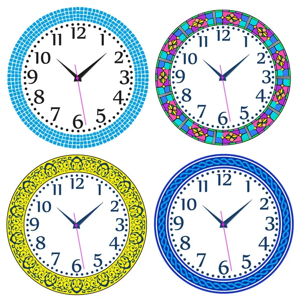 Cute Analok Wall Clock Funny Pattern Colors — 스톡 벡터