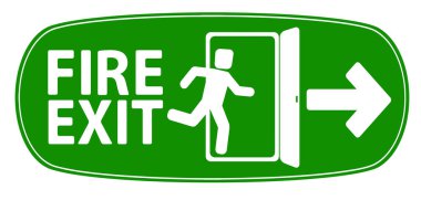 Acil çıkış kapısı tabelası. Vektör simgesi.