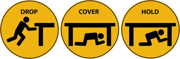 Drop Cover Hold Sign Erdbebenvektorsymbol — Stockvektor