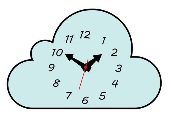 Cute Zegar Ścienny Postaci Chmury — Wektor stockowy