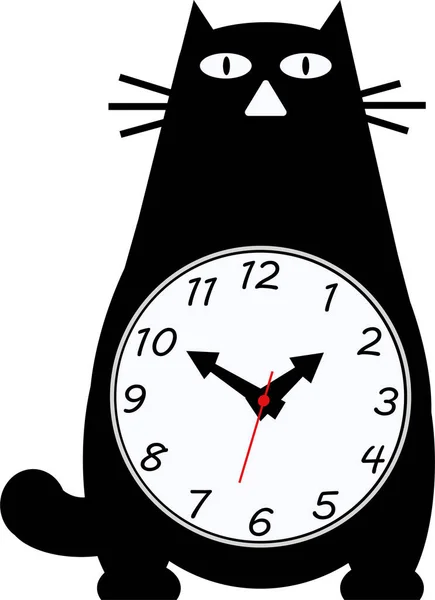かわいい動物時計 黒と白のフォームクロック — ストックベクタ