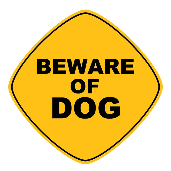 Yellow Beware Dog Vector Sign — Stock Vector