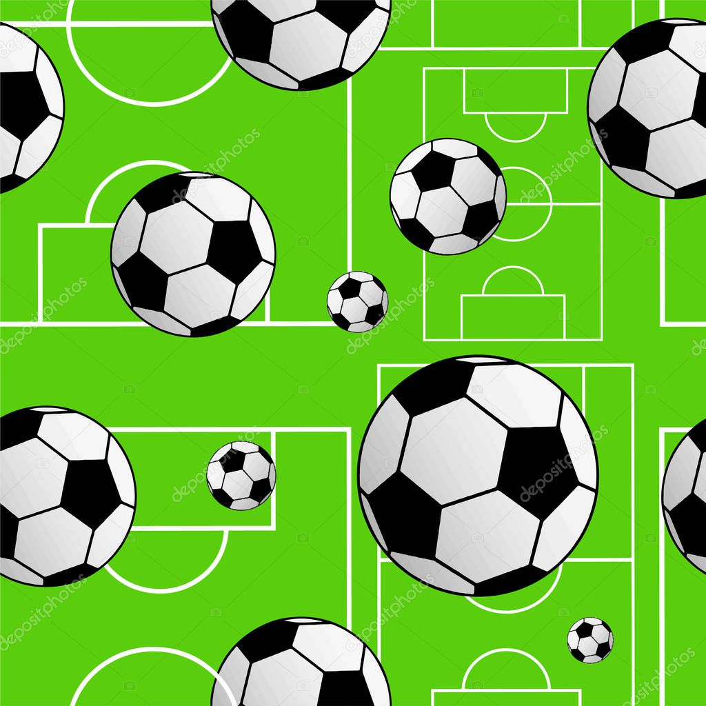 Cute seamless pattern with soccer balls.