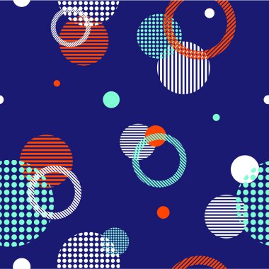 Noktaların kusursuz deseni ve renkli geometrik şekiller