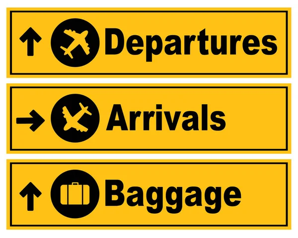Yellow Departures Arrivals Sign — 스톡 벡터