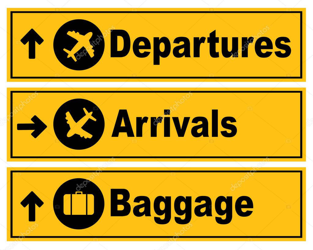 Yellow departures and arrivals sign