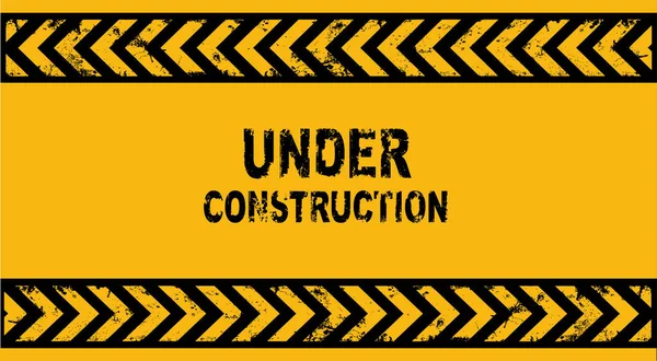 Yellow Warning Sign Website Condtruction Background — Stock Vector