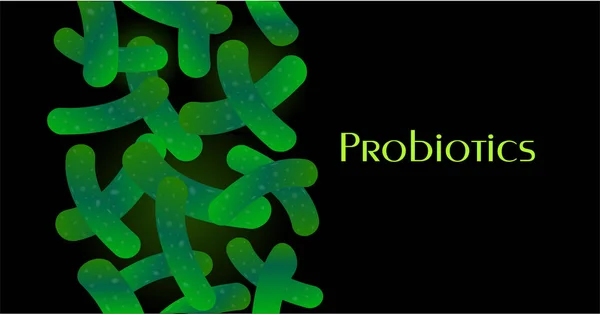 Probiotika Text Hintergrund Mikroprobiotischer Mikroorganismus — Stockvektor