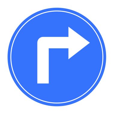 İleriden sağa dön. Vektör simgesi.