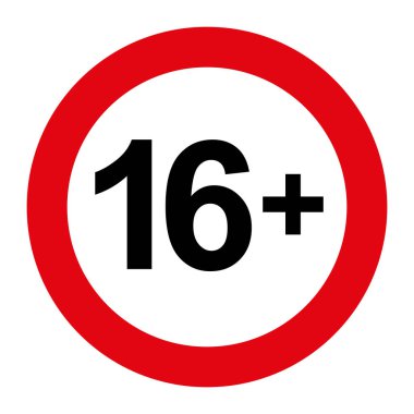 16 'nın altında uyarı. vektör simgesi