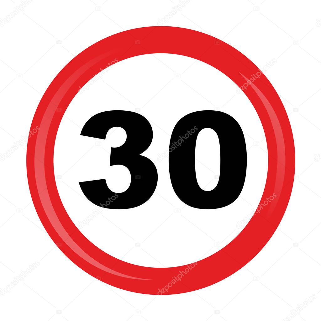 Speed limit traffic signs. Vector icon.