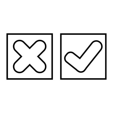 Beyaz arkaplanda tik ve çapraz simge