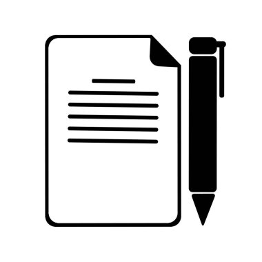paper and pen icon on white background