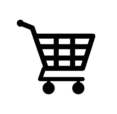 Beyaz arkaplanda alışveriş arabası vektör simgesi