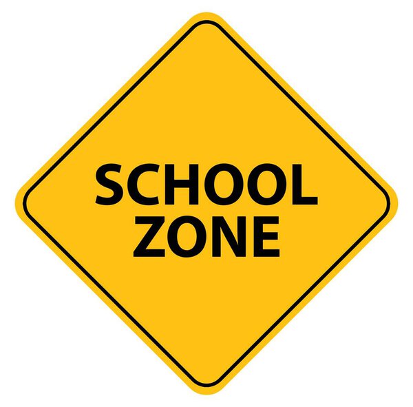 school zone sign on white background