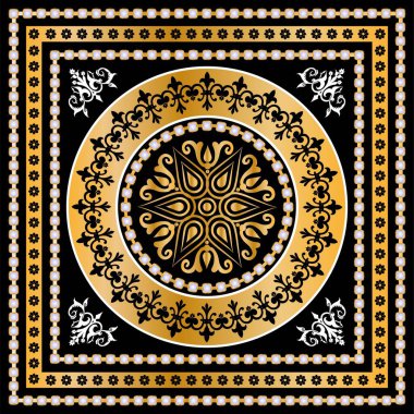 Değerli taşlar, altın zincirler ve incilerle süslenmiş kusursuz desenler..