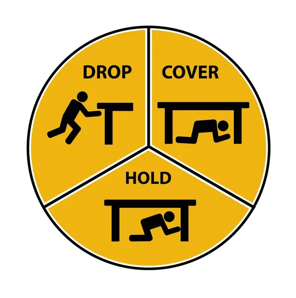 Киньте Прикрийте Тримайте Знак Піктограма Вектора Землетрусу — стоковий вектор