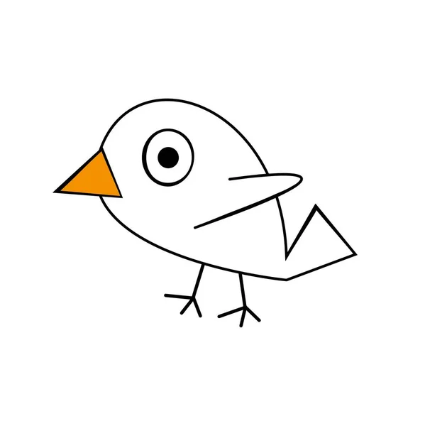 Roztomilý Pták Bílém Pozadí — Stockový vektor