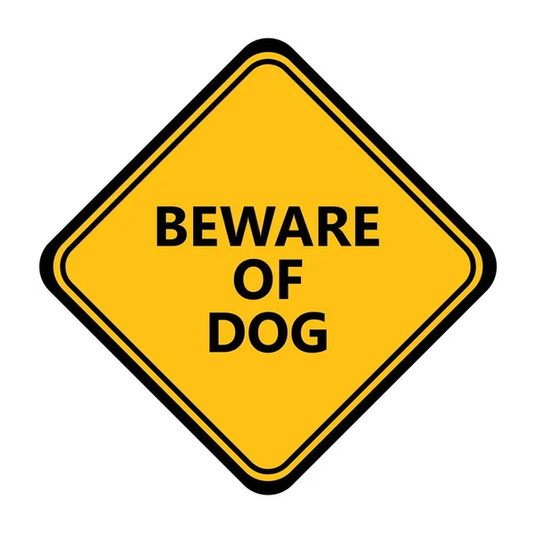 Yellow Beware Dog Vector Sign — Stock Vector