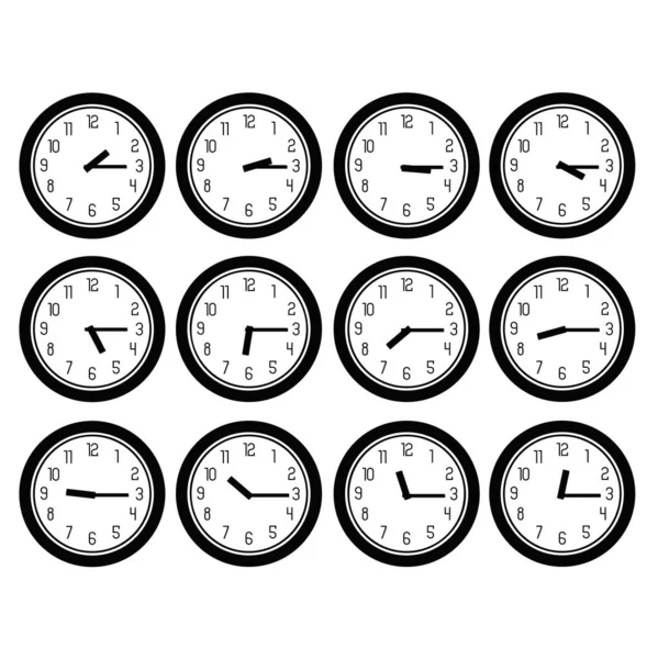 Horloge Réglée Sur Fond Blanc — Image vectorielle