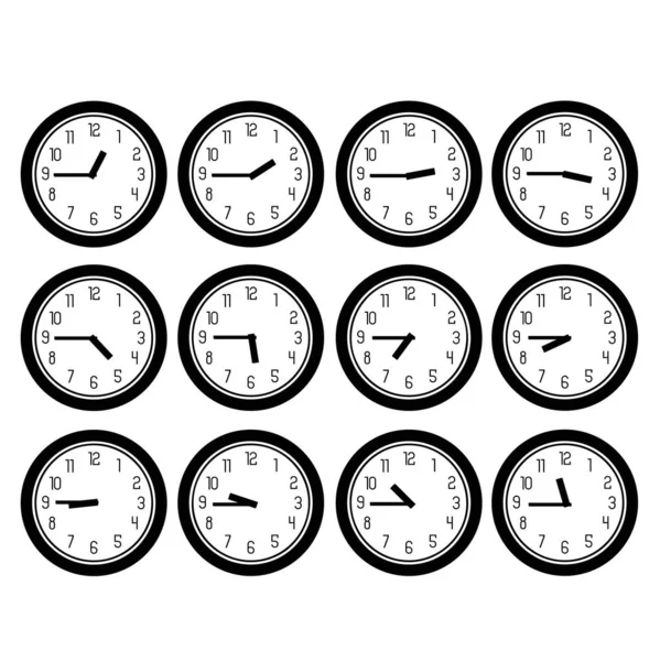 Horloge Réglée Sur Fond Blanc — Image vectorielle