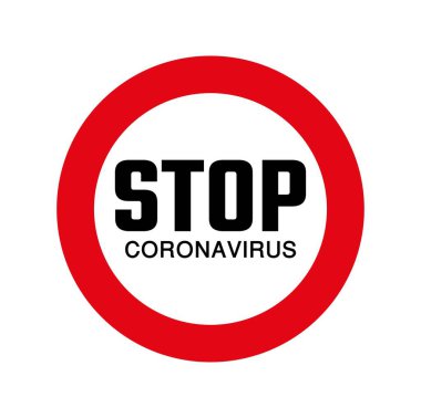 Beyaz arkaplanda Coronavirus işaretini durdur