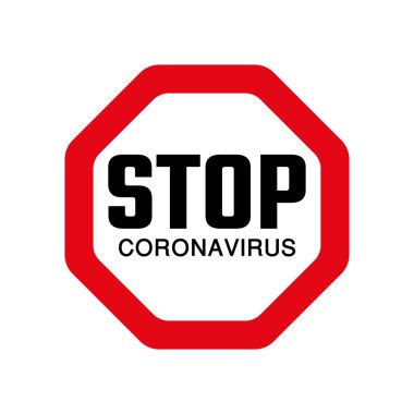 Beyaz arkaplanda Coronavirus işaretini durdur