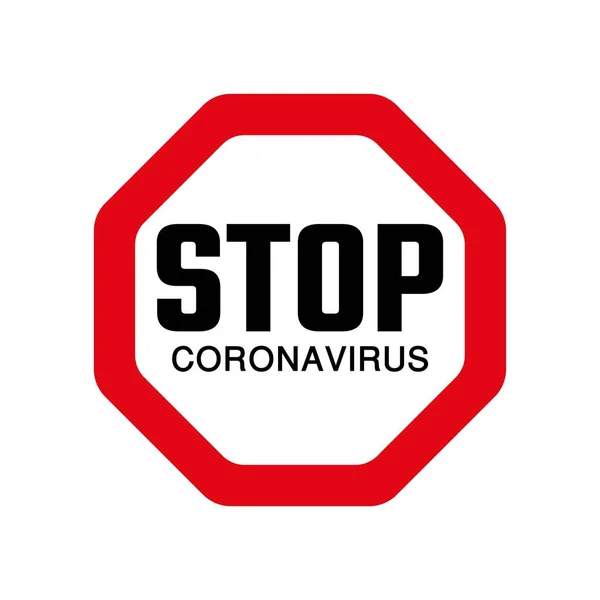 Stop Coronavirus Υπογράψει Λευκό Φόντο — Διανυσματικό Αρχείο