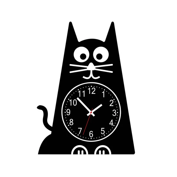 可爱而有趣的模拟猫钟 — 图库矢量图片