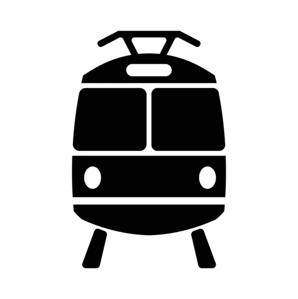 Черный Трамвай Значок Белом Фоне — стоковый вектор