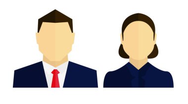 Beyaz arkaplanda iş adamı ve kadın simgesi