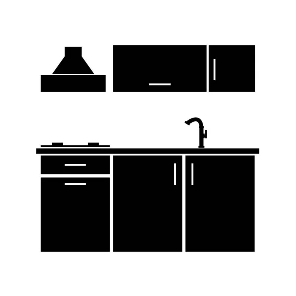 白色背景的厨房图标 — 图库矢量图片