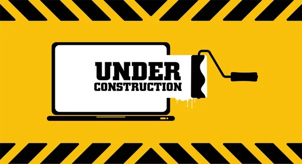 Website Construction Warning Sign — Stock Vector