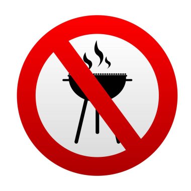 Beyaz arkaplanda barbekü işareti yok