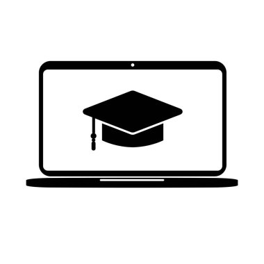 Beyaz arkaplan üzerinde çevrimiçi eğitim simgesi
