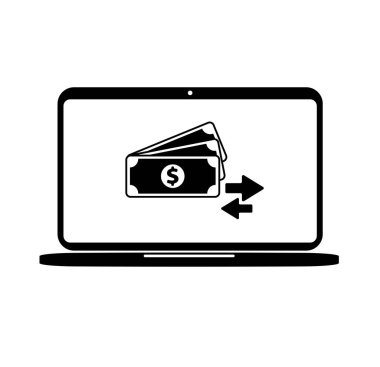 Beyaz arkaplanda çevrimiçi banka simgesi