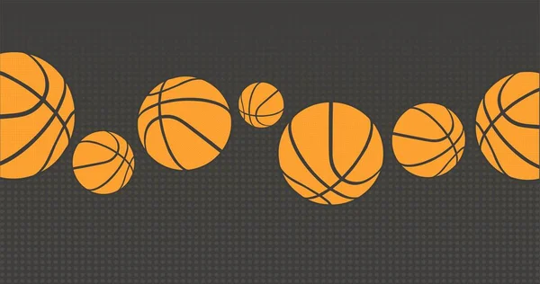 Mignon Ballon Basket Sur Fond Noir — Image vectorielle