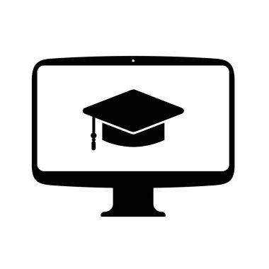 Beyaz arkaplan üzerinde çevrimiçi eğitim simgesi