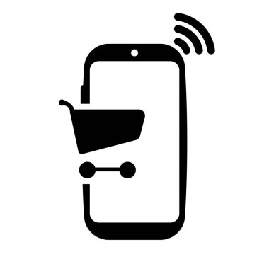 Beyaz arkaplanda çevrimiçi dükkan simgesi