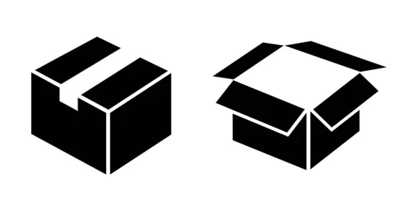 黒と白の貨物箱のアイコン — ストックベクタ