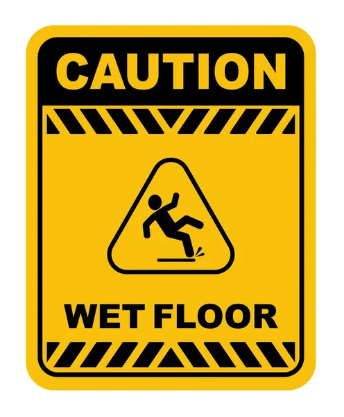 Wet Floor Sign White Background — Stock Vector