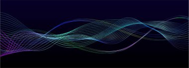 Boşluktaki çizgilerle oluşturulan şekiller. Yaratıcı neon renkler. Modern soyut arkaplan.