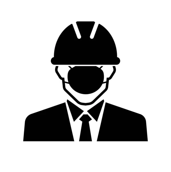 Wear Mask Engineer Icon White Background — Stock Vector