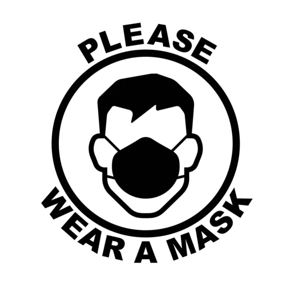 Please Wear Mask Sign Vector — Stock Vector