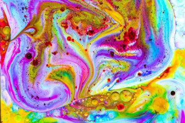 Fotoğraf: Mürekkep, süt ve yağdan soyut arkaplan