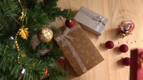 Wkładanie prezentu świątecznego — Wideo stockowe