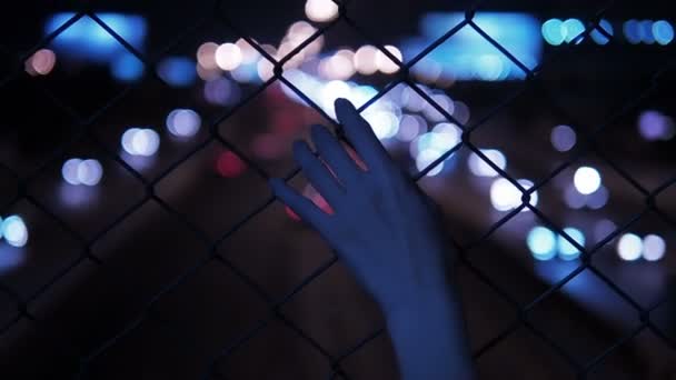Рука і паркан — стокове відео
