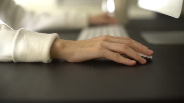 Рука за допомогою комп'ютерної миші — стокове відео