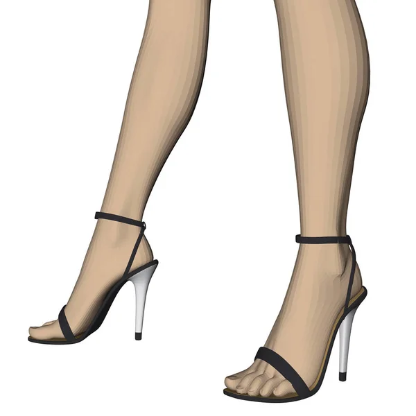 Patas femeninas con tacones de aguja — Vector de stock