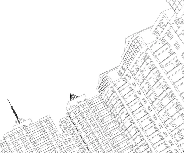 住宅建物の輪郭と背景 — ストックベクタ
